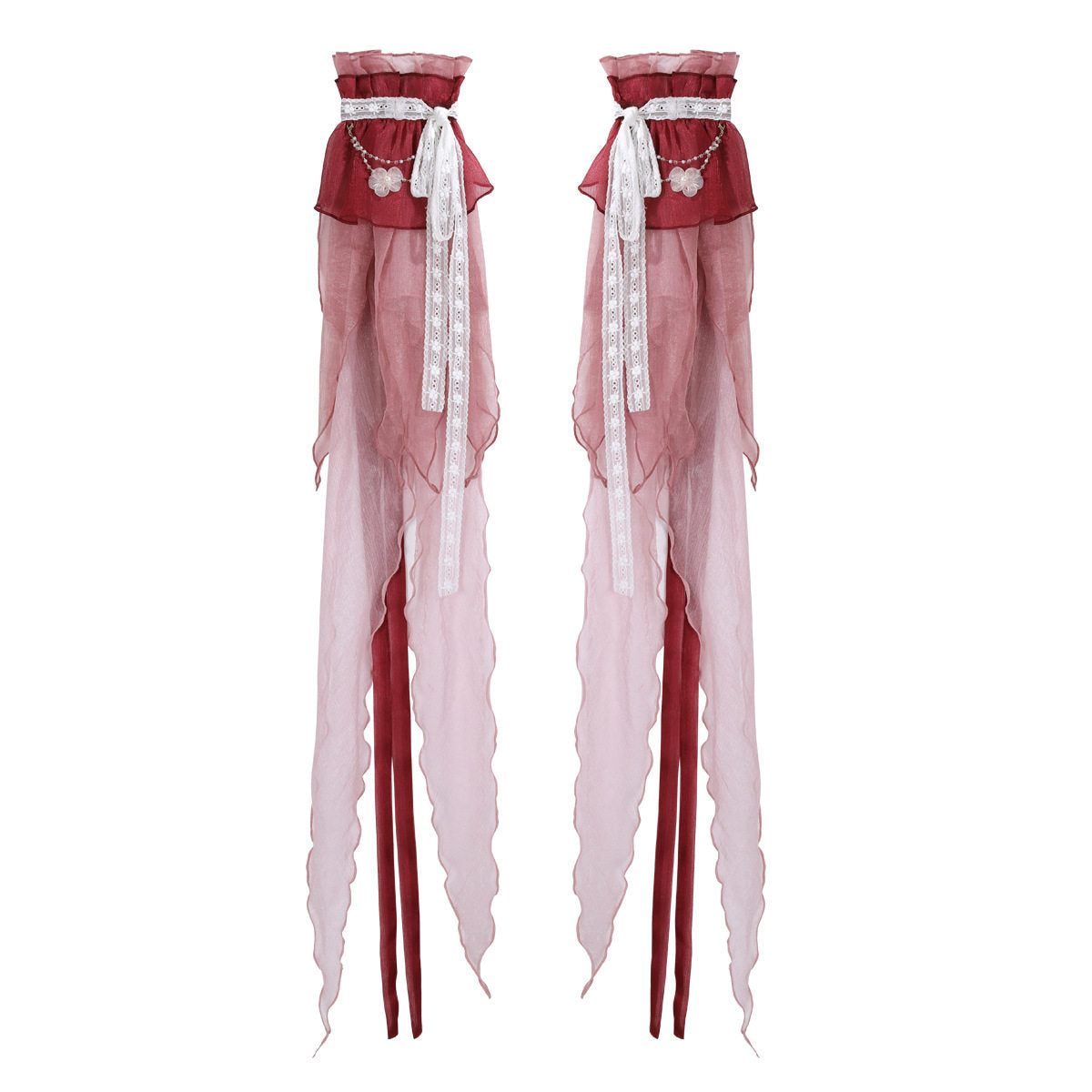 Chinese Style Pink Ombre Feather-Sleeve Dress YOU0298