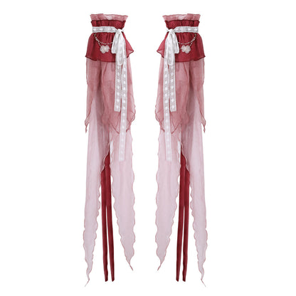 Chinese Style Pink Ombre Feather-Sleeve Dress YOU0298