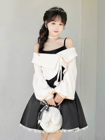 Fur Ball White Outer & Black Dress YOU0201