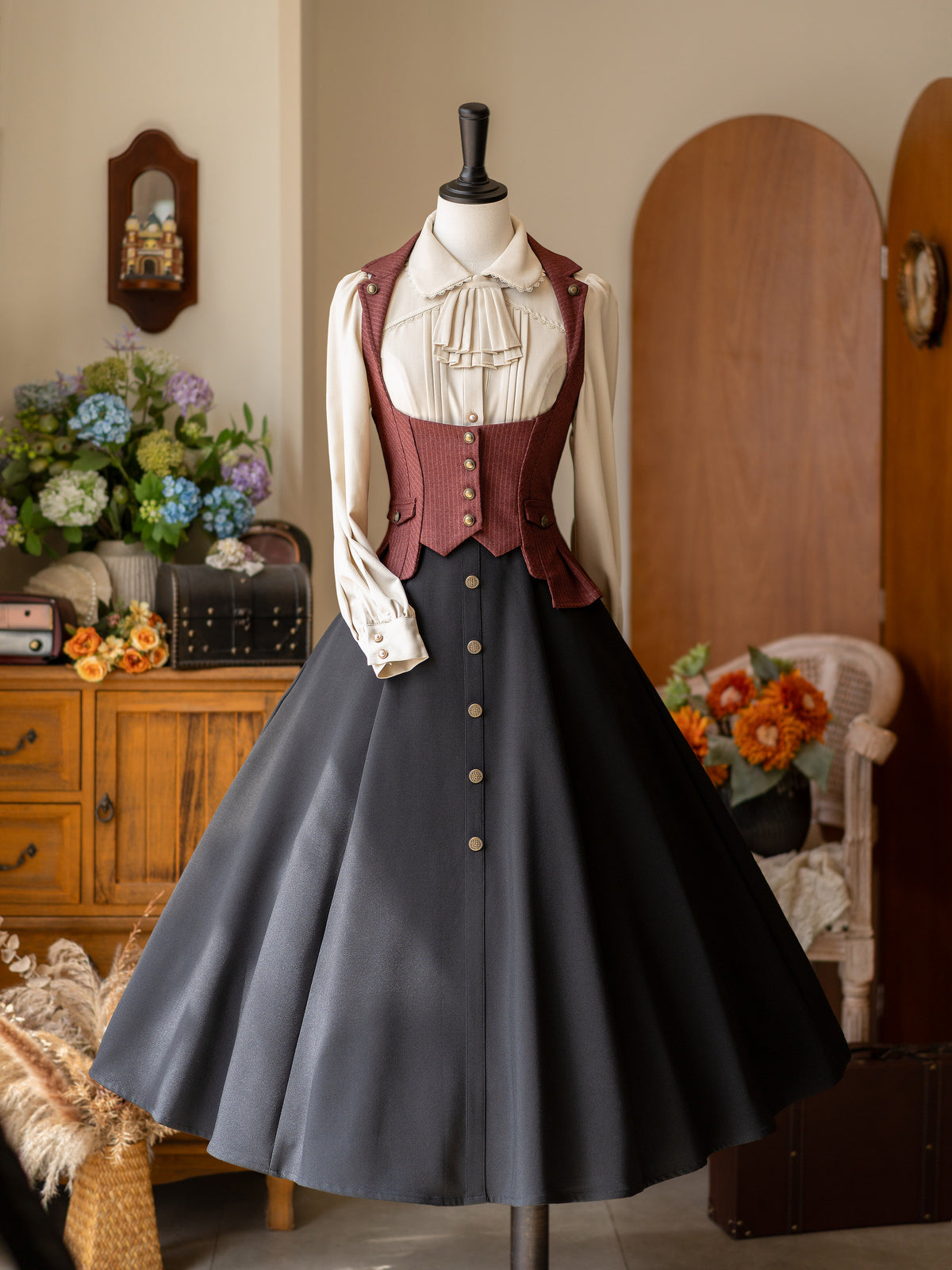 Vintage Pinstripe Corset-Style Vest FOR0076