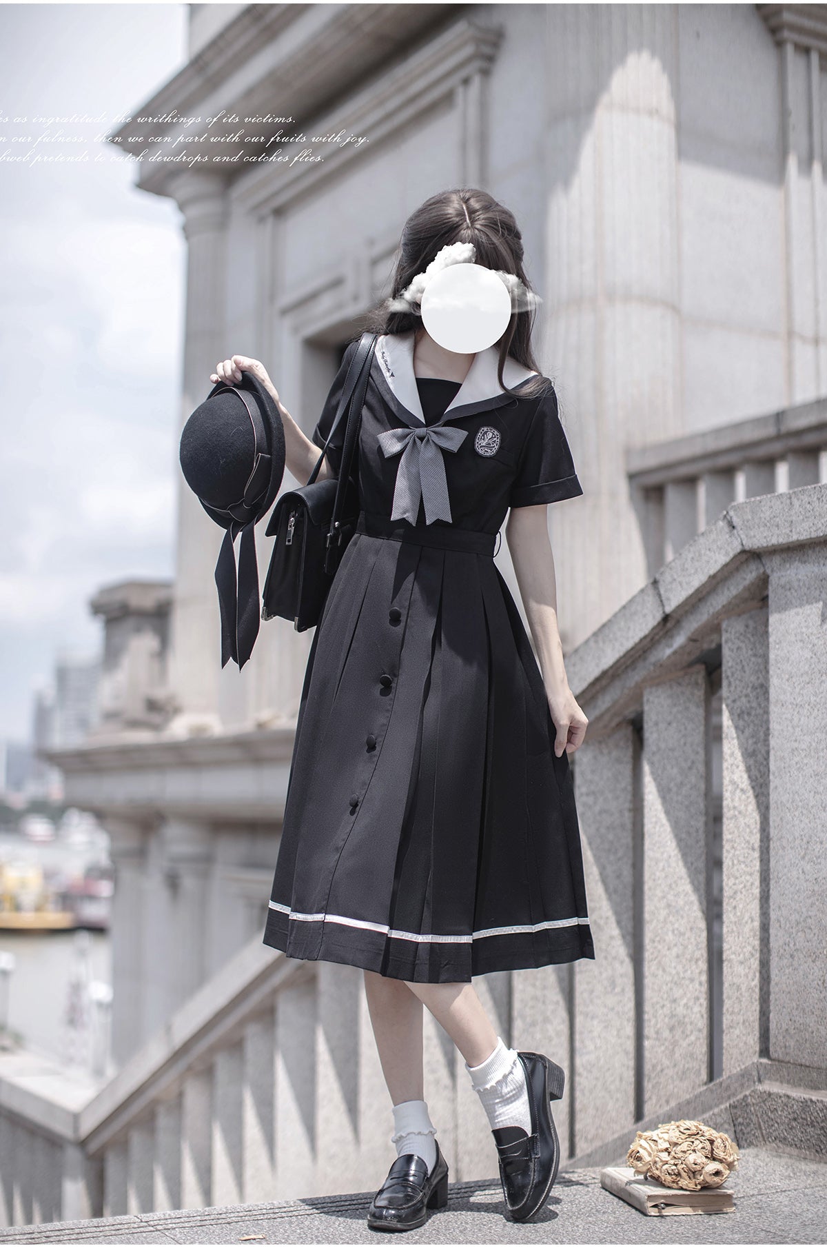 School Uniform Style Sweet Black Dress HUT0096