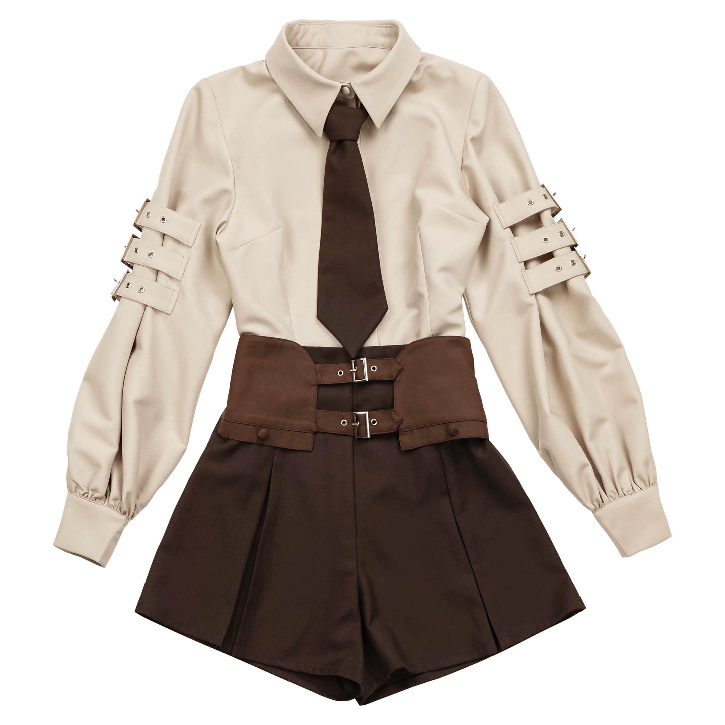 School Uniform Style Design Brown Two-piece Set PIN0003