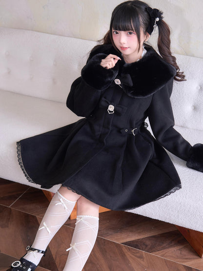 Sweet Fur Flare Double Ribbon Coat NOG0011