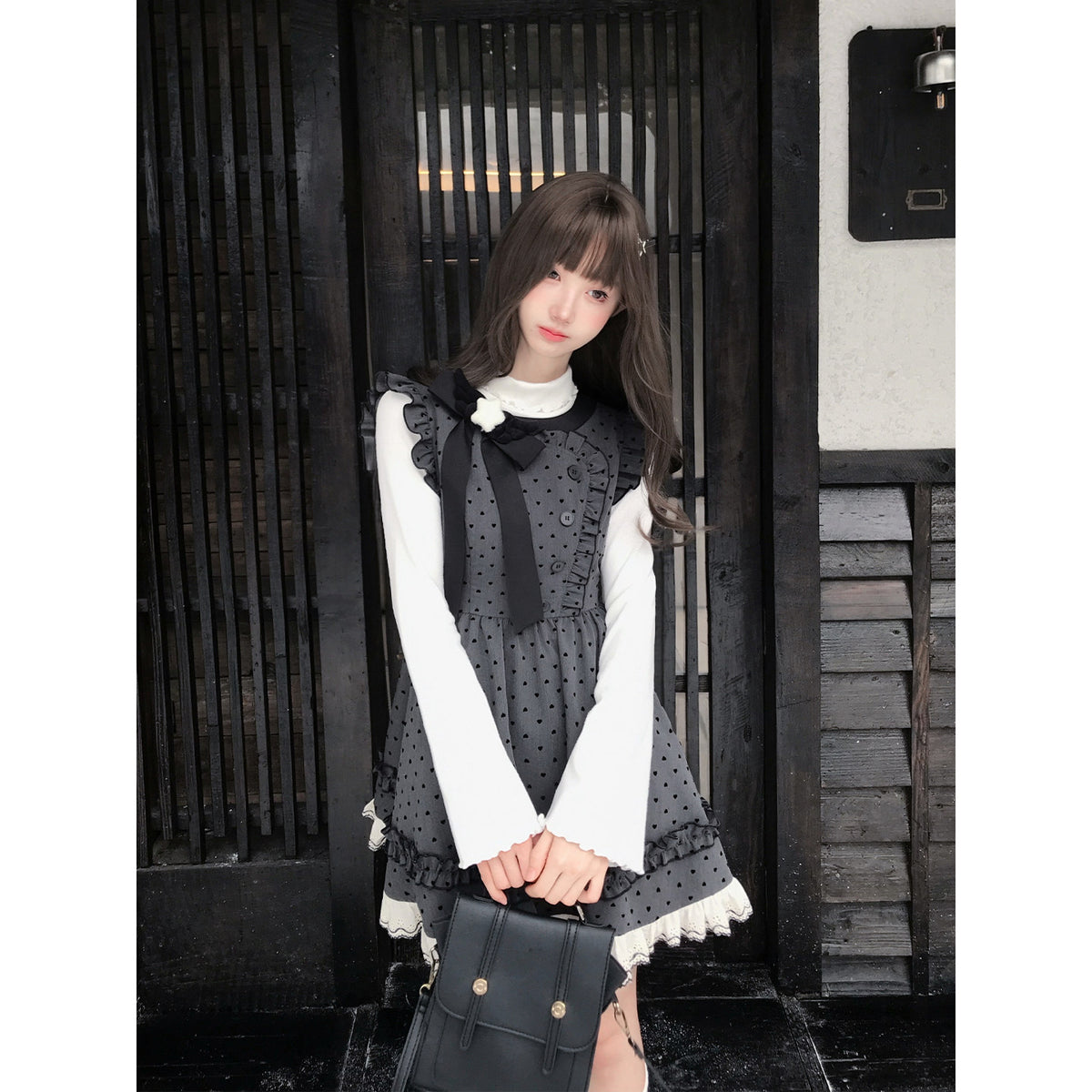 Polka Dot Ruffle Pinafore Dress LAL0234