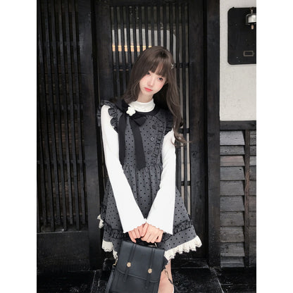 Polka Dot Ruffle Pinafore Dress LAL0234