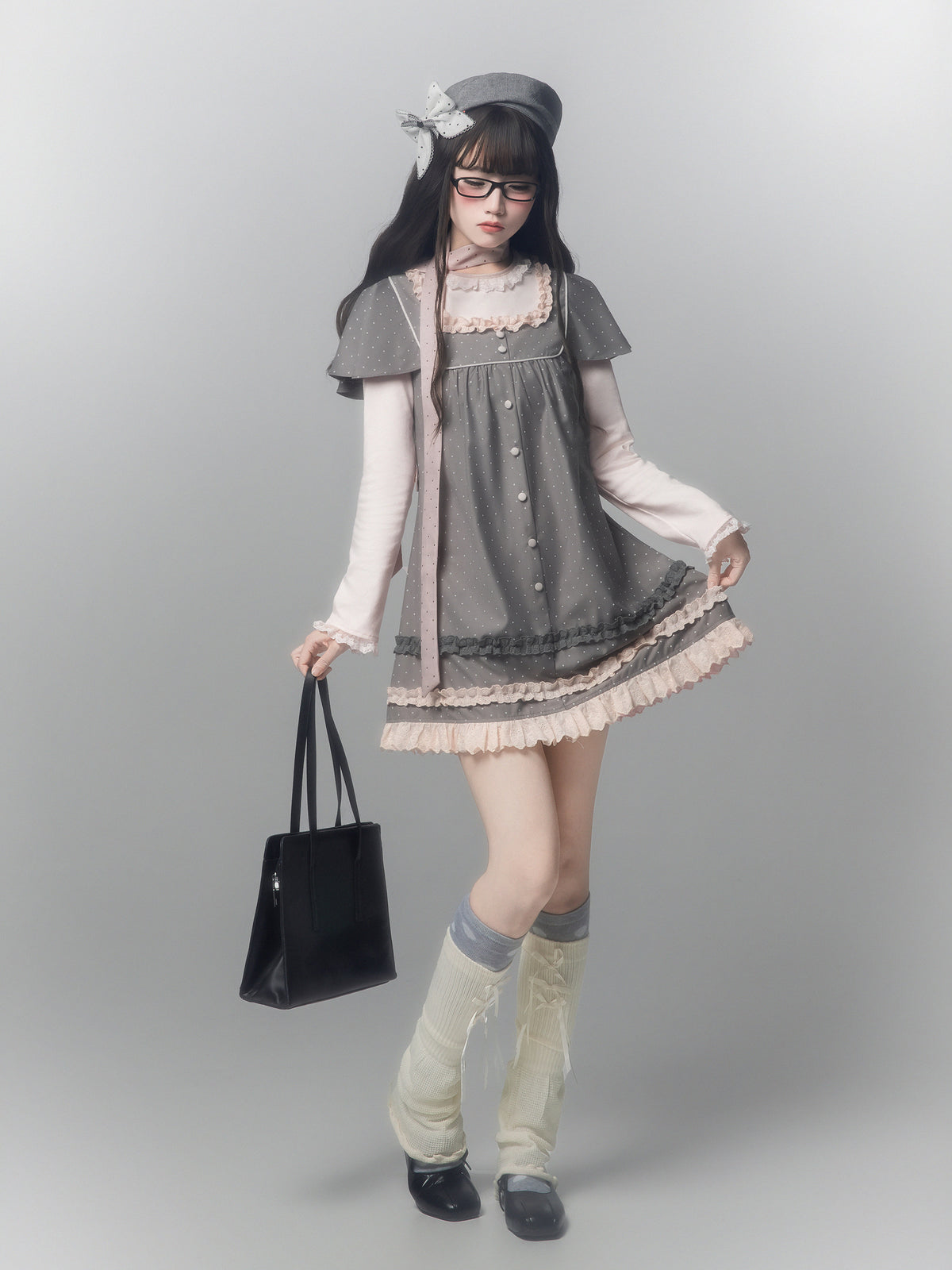 Polka Dot A-Line Pinafore Dress HUT0162
