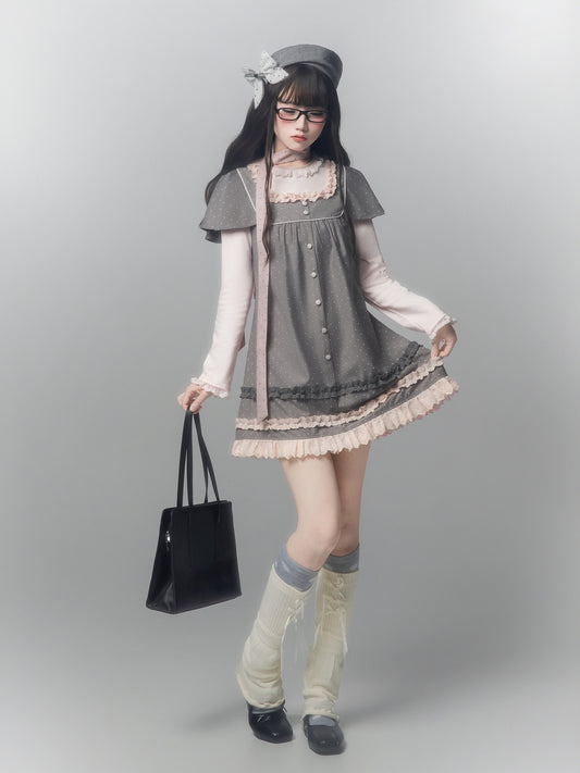 Polka Dot A-Line Pinafore Dress HUT0162