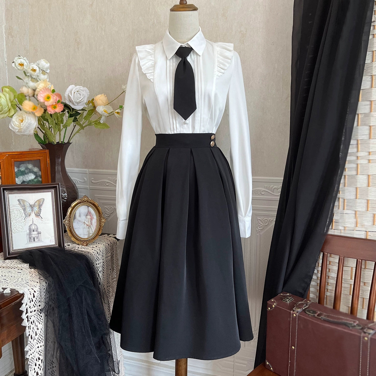 School Uniform Style Long Three-piece Set YOU0042