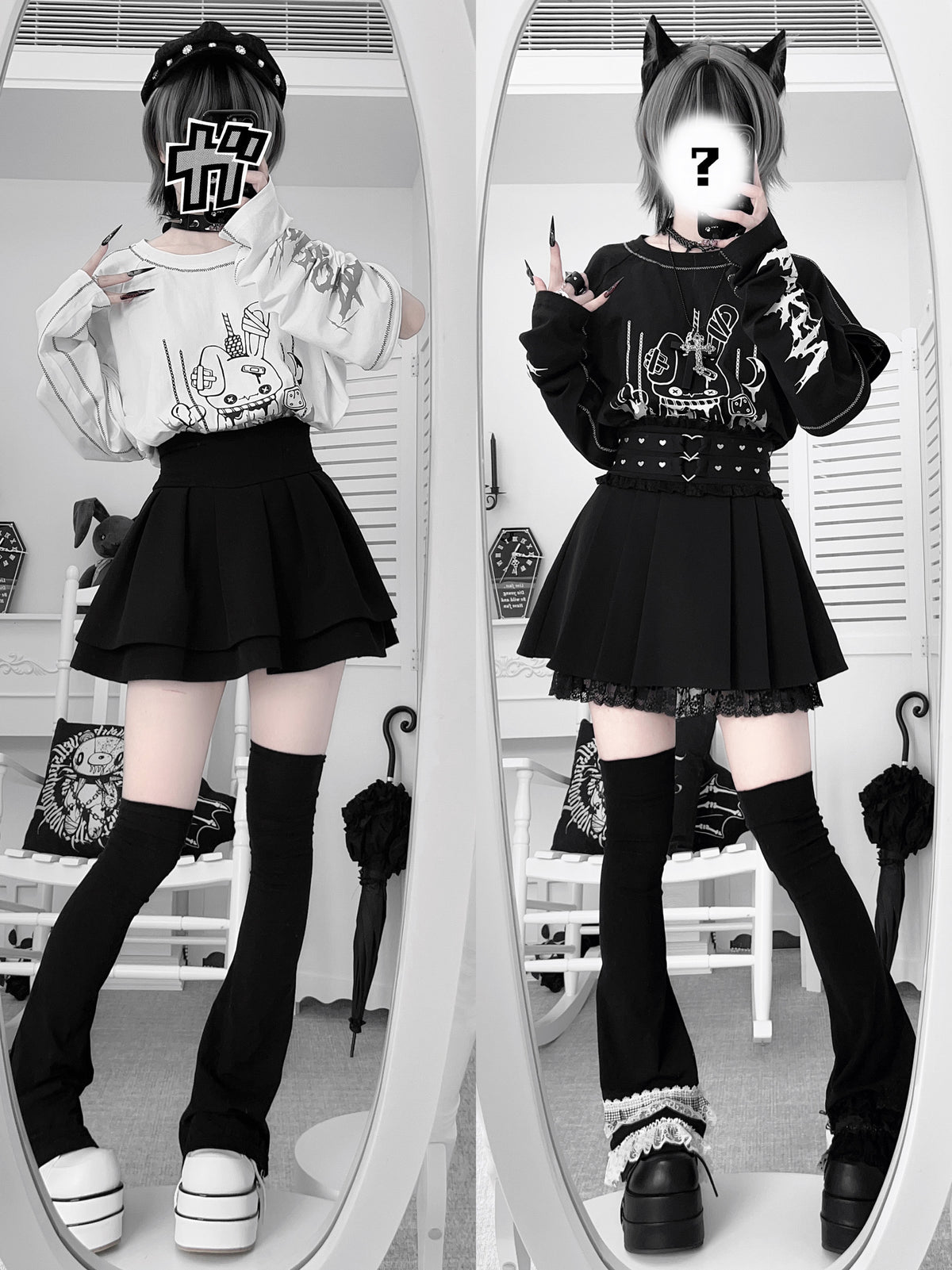 Oversized Gothic Graphic Print Drop Shoulder Tee KAN0011