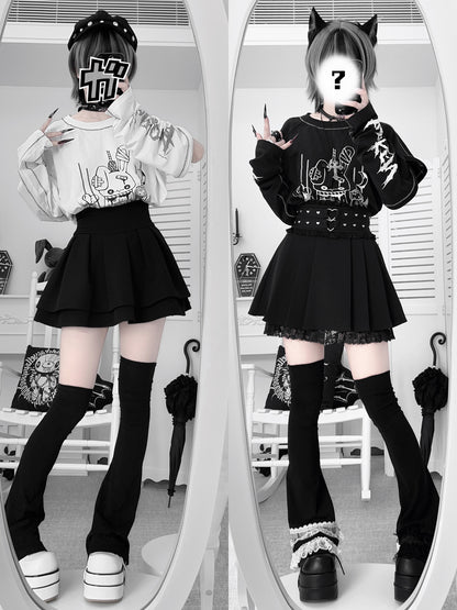 Oversized Gothic Graphic Print Drop Shoulder Tee KAN0011