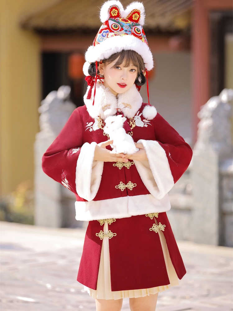 Chinese Style New Year Costume Red Dress YOU0105