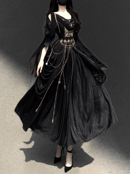 Dark Gothic Chain Embellished Dress YOU0317