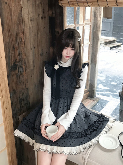 Polka Dot Ruffle Pinafore Dress LAL0234
