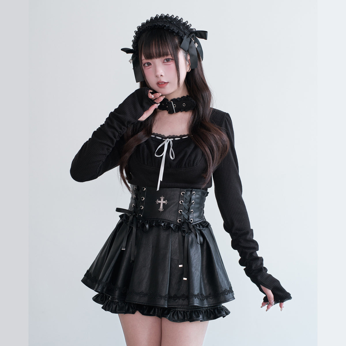Gothic Cross Corset Leather Skirt NOG0040