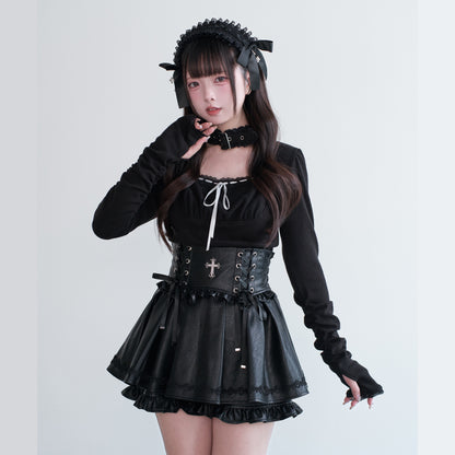 Gothic Cross Corset Leather Skirt NOG0040