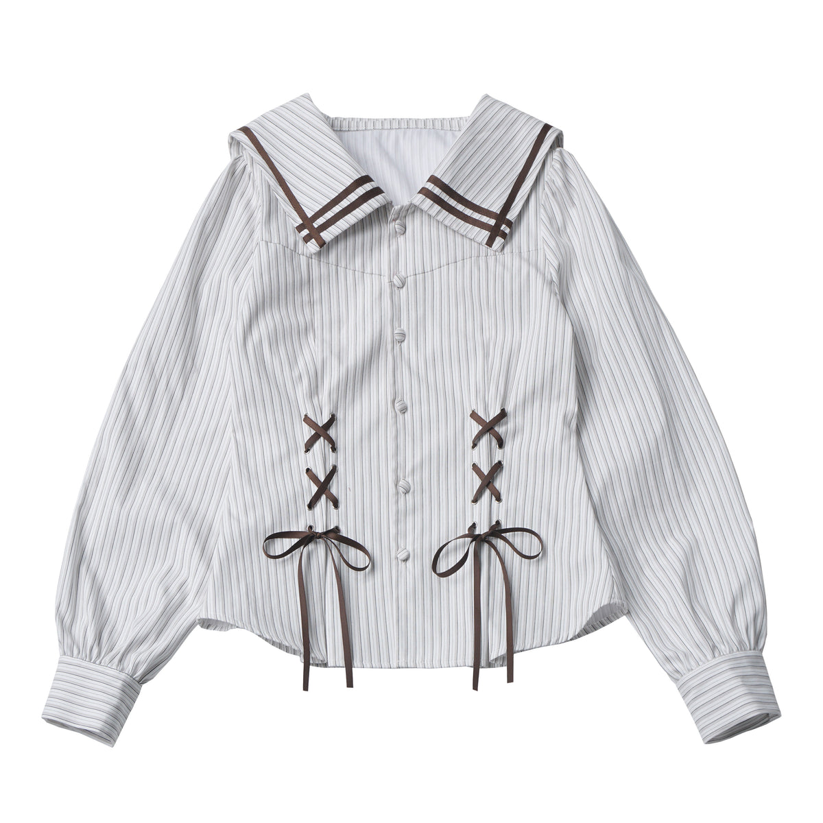 Sailor Collar Striped Shirt And Bloomer Skirt PIN0043