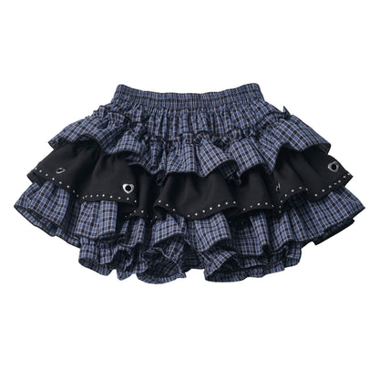 Graphic Print Tee And Plaid Tiered Skirt PIN0048