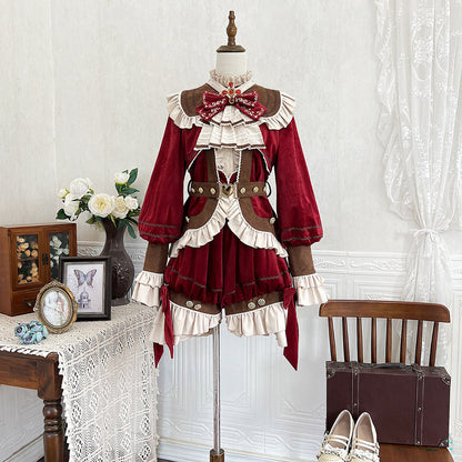Red Velvet Prince Shirt And Shorts Set YOU0323