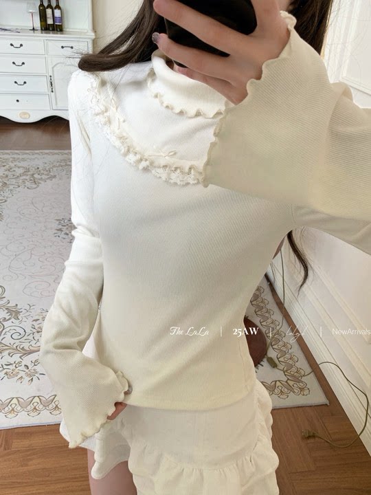 Turtleneck Ribbed Knit Base Layer Top LAL0160