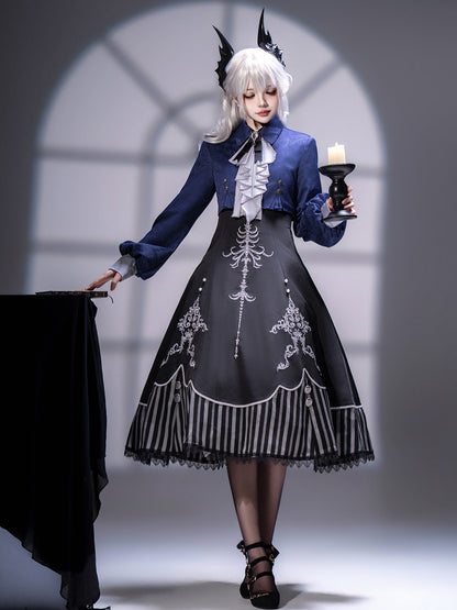 Gothic Lolita Skeleton Embroidered Jacket Dress Set YOU0268