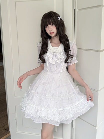 Lavender Sailor Collar Ruffle Lolita Dress LAL0184