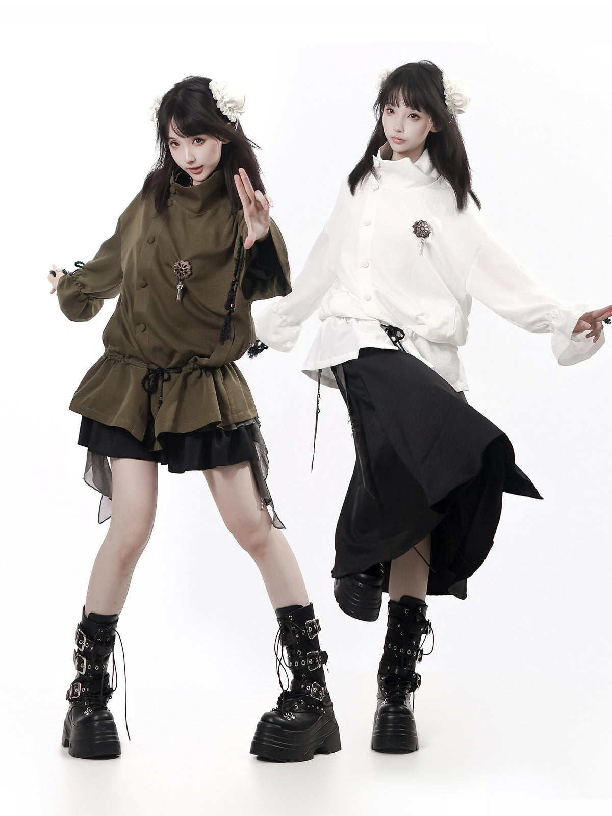 Chinese Style Asymmetric Button Tassel Coat PIN0057