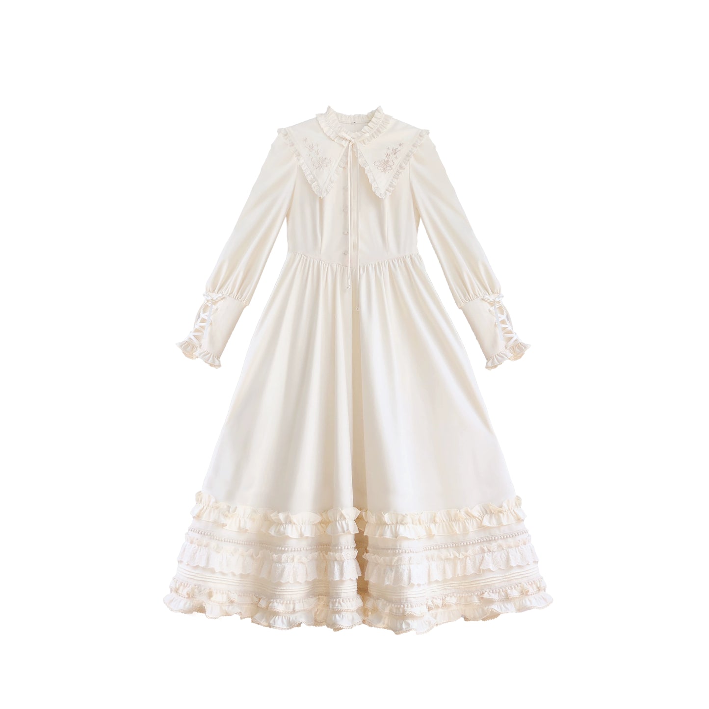 French Retro Lolita White Dress HUT0030