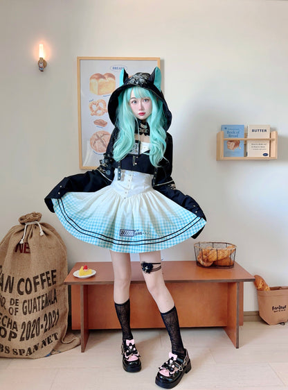 Dark Future Cat Ear Hooded Cape Dress Set YOU0250