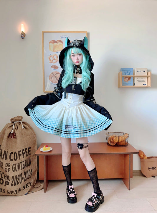 Dark Future Cat Ear Hooded Cape Dress Set YOU0250