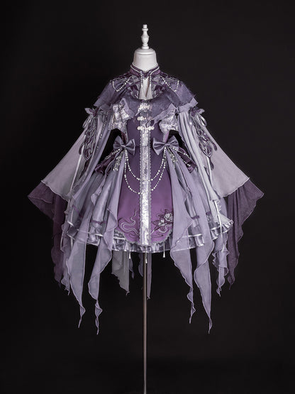 Chinese Style Gothic Lolita Ruffled Chiffon Dress Set YOU0267
