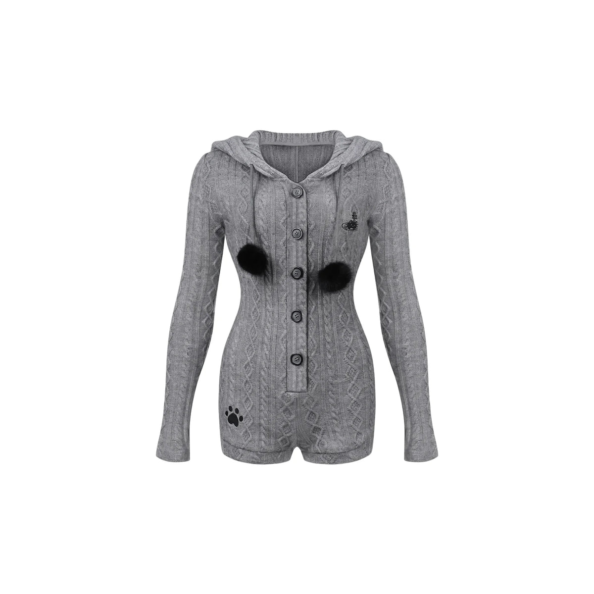 Cat Ear Hooded Knit Romper SER0134
