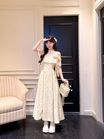 Floral Halter Off-Shoulder Fairy Dress BEL0025