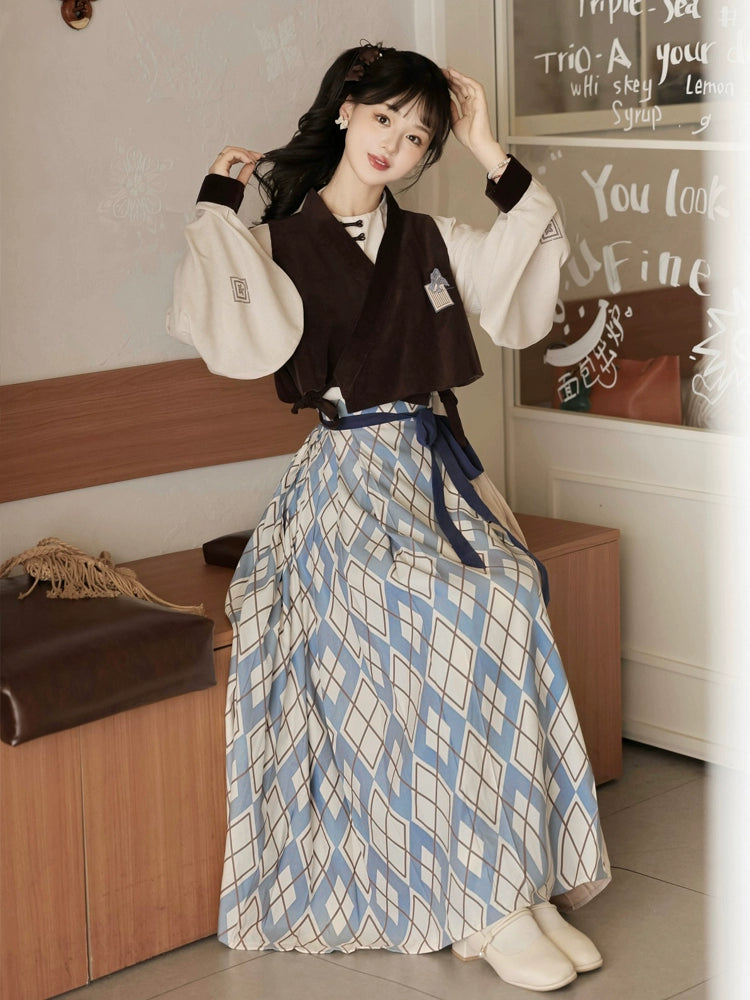 Chinese-Style Checkered Dress YOU0186