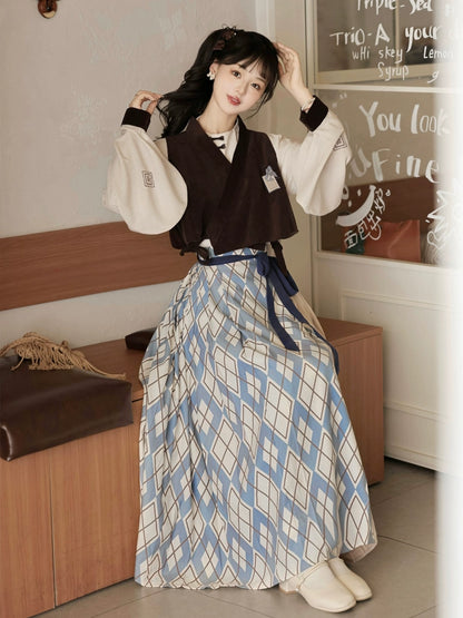 Chinese-Style Checkered Dress YOU0186