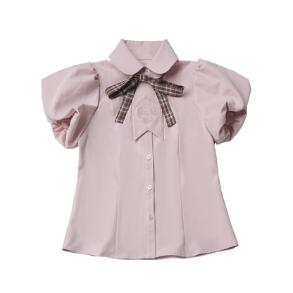 Preppy Embroidered Blouse And Suspender Skirt PIN0047