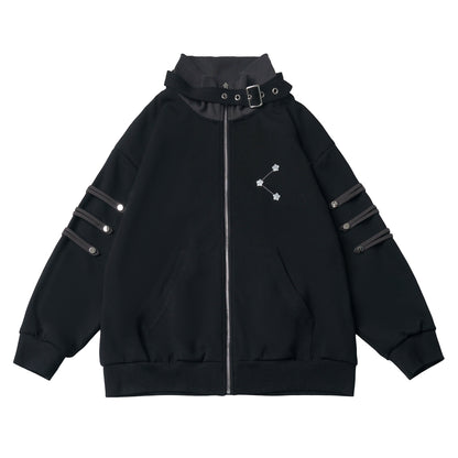 Hooded Waist Cinched Zip Top PIN0059