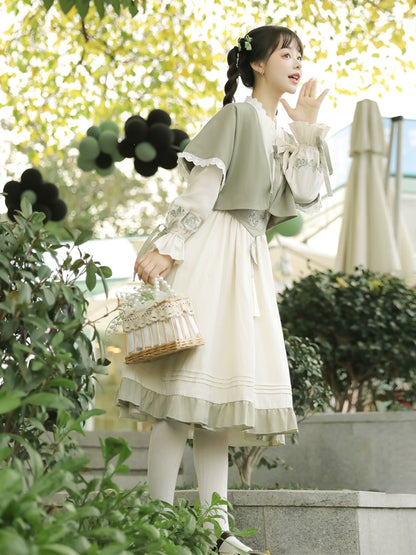 White Ribbon Elegant Green Chinese Style Dress YOU0027