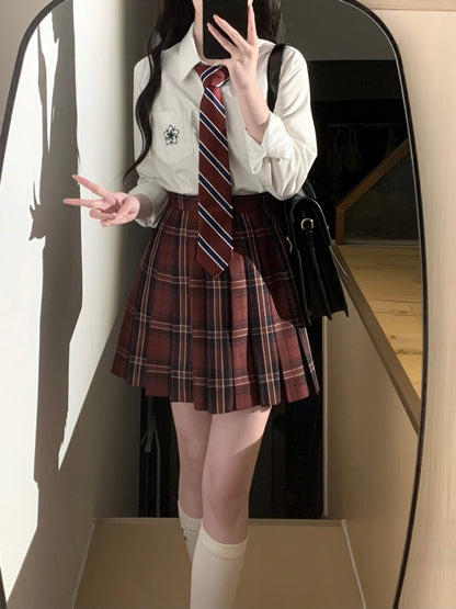 Plaid Pleated Mini Skirt Set TEA0045
