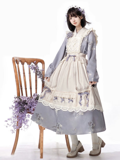 Kimono-style Purple Blue Lolita Maid Dress YOU0004