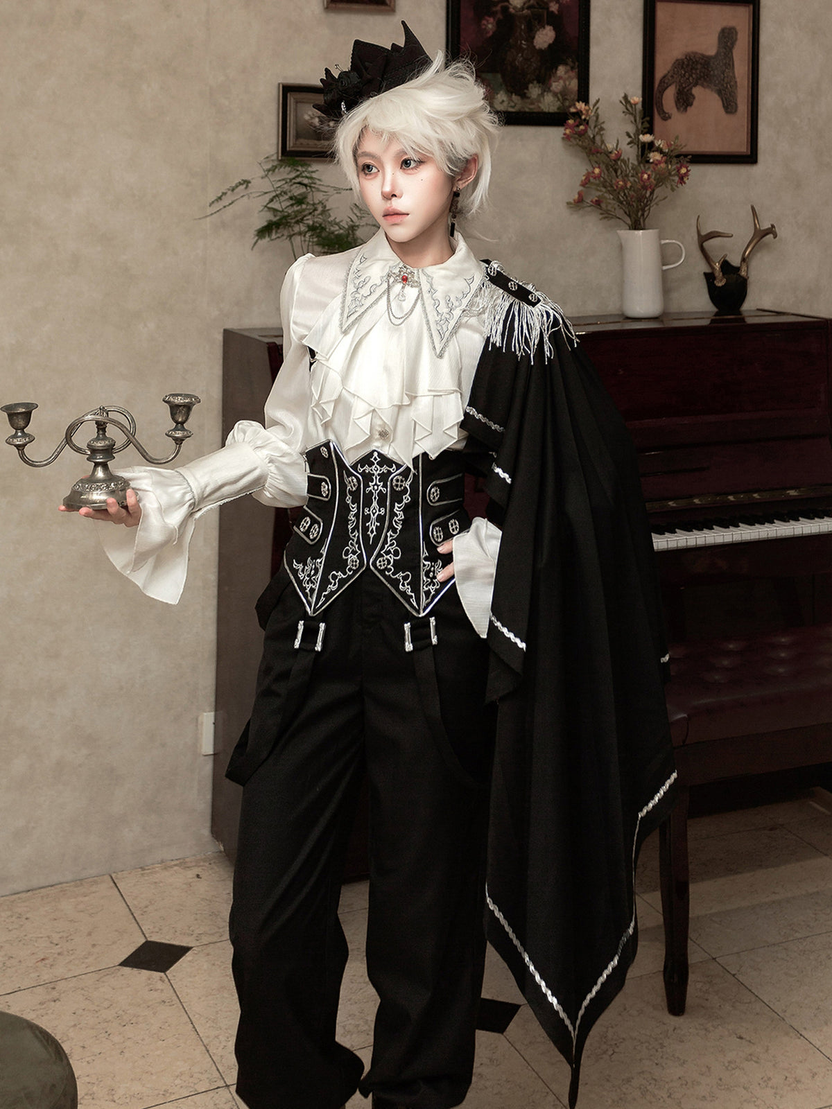 Gothic Prince Ruffled Shirt And Pants Set YOU0322