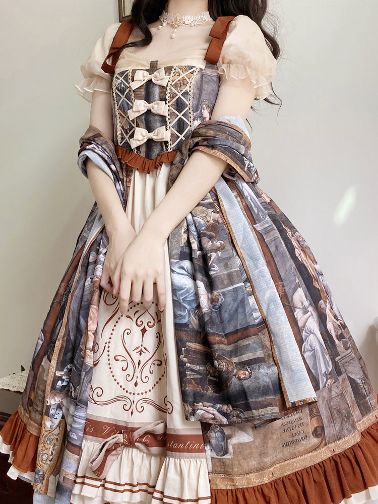 Western Painting Print Classical Lolita Princess Dress SPR0009