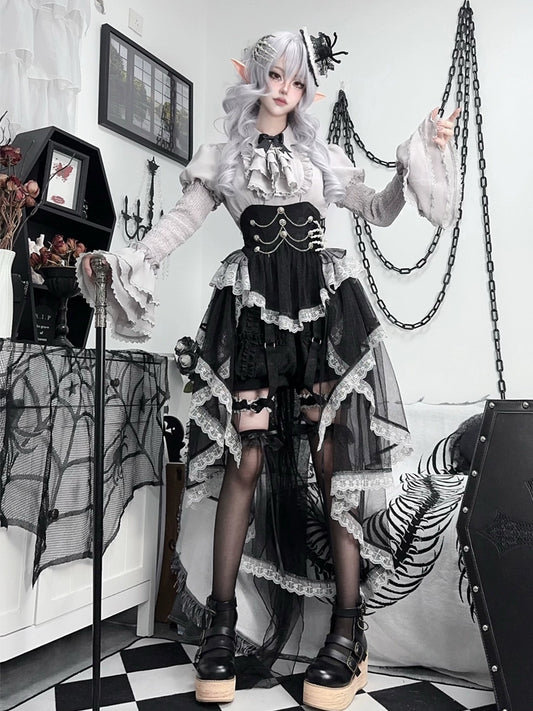 Black and Gray Gothic Dark Lolita Dress YOU0174