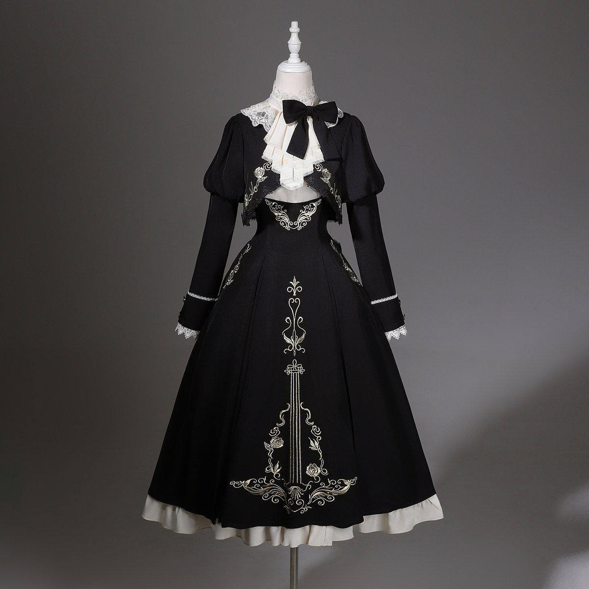 Gothic Violin Embroidered Suspender Dress Set YOU0231