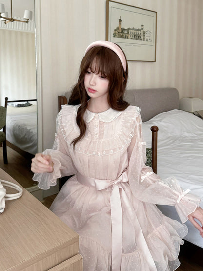 Ruffle Doll Collar Long Sleeve Dress LAL0142