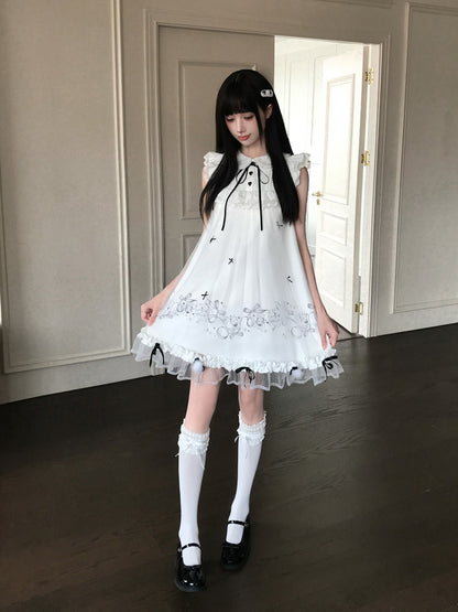 Star Cloud Bunny Print Puff Dress LAL0205