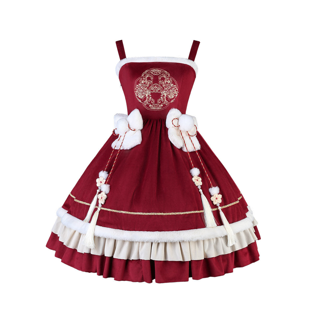 Chinese Style Red New Year Cape Dress Set YOU0236
