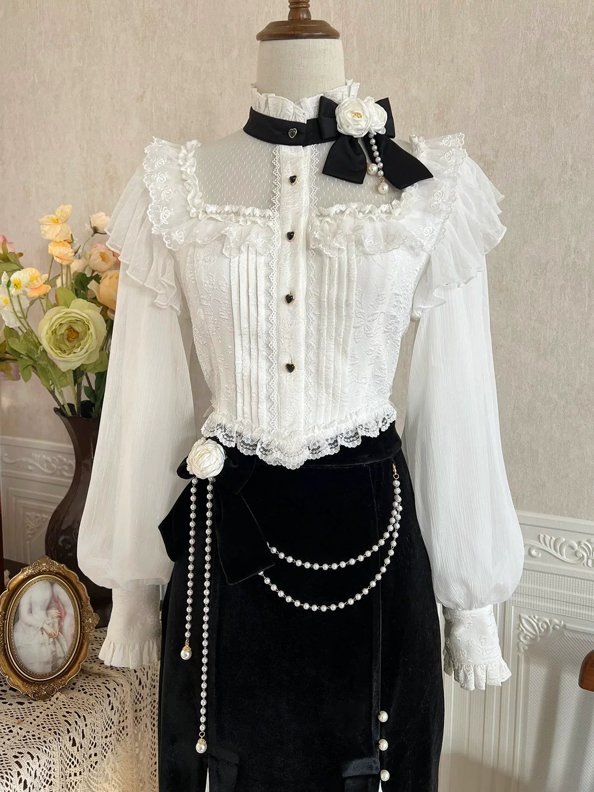 Fairy Lace White & Black Princess Dress YOU0025