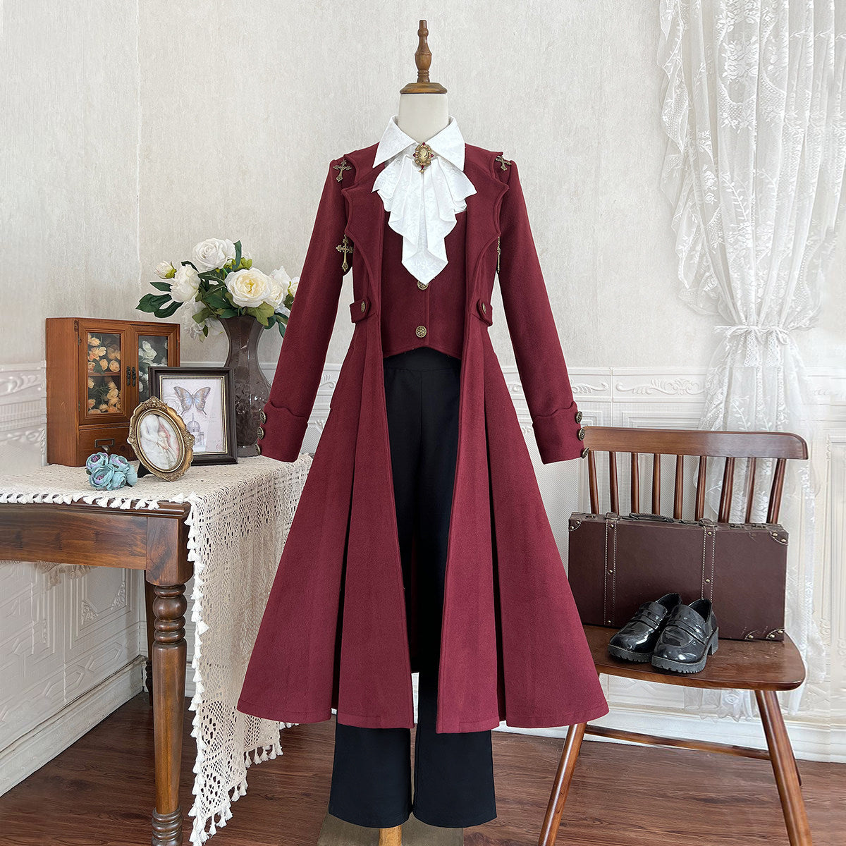 Gothic Vampire Prince Long Coat Shirt Set YOU0254
