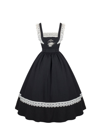 Rose Basket Embroidered Pinafore Dress WIT0302