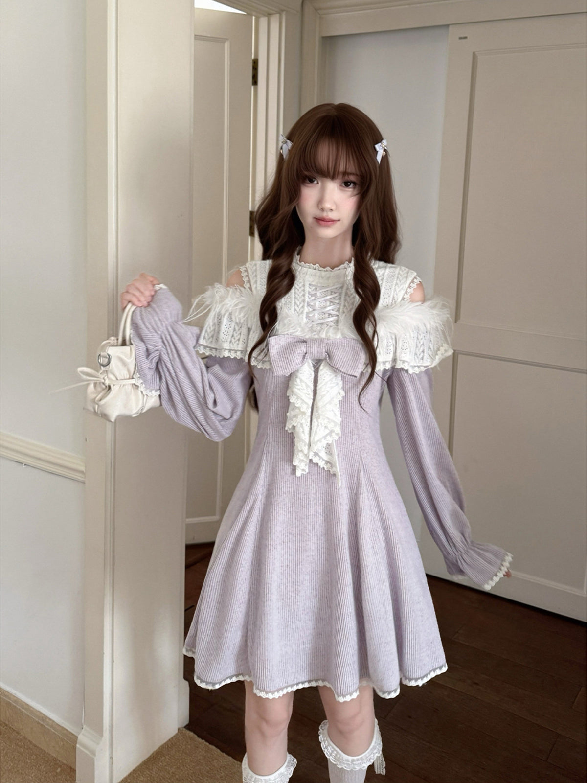 Wisteria Lace Capelet Knit Dress LAL0151